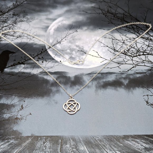 Silver Celtic Knot Protection Amulet Necklace - Picture 2 of 2